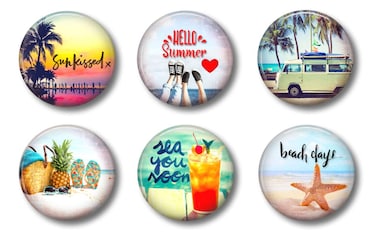 Summer Beach Magnets - Cute Teen Gym Locker Accessories - Fun School Supplies - Whiteboard Office or Fridge - Gift Set (Summer)