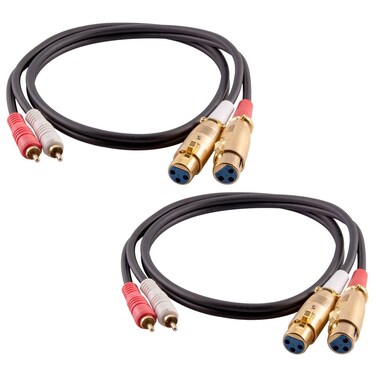 Seismic Audio - SA-DRCXLF3-2Pack - Pair of Premium 3 Foot Dual XLR Female to Dual RCA Male Patch Cables - XLRF to 2-RCA Link Cables