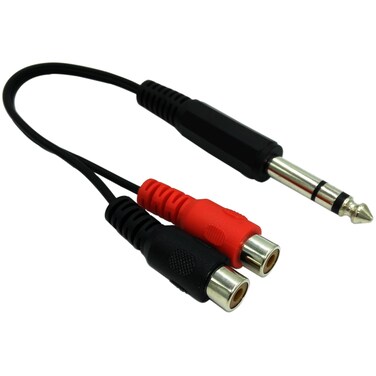 COMeap RCA to 1/4 Adapter, 6.35mm 1/4" TRS Stereo Jack Male to 2X RCA Female Plug Y-Splitter Cable 9.8-inch/25cm