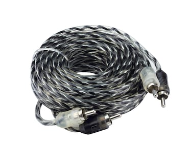 Scosche A25C4 25 Foot 2-Channel Oxygen Free Copper Twisted Car Stereo RCA Interconnect Audio Cables Black/Clear