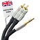 CableMountain 2X RCA to 3.5mm Audio Cable - Gold Plated Male-to-Male Phono to 3.5mm Jack   Stereo Y Splitter RCA Cables for Turntable, TV and Speakers (16.4FT)