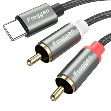 Froggen Lightning to RCA Cable 2 Male RCA Stereo Audio Auxiliary Cable Adapter, Compatible with iPhone for Power Amplifier, Car, Home Theater, Speaker and More