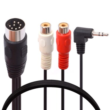 PIIHUSW Din 8 Pin to RCA and 3.5mm Audio Cable, 8 Pin DIN Male Plug to 3.5mm + 2RCA Male TRS Stereo AUX Adapter Cable for Receiver CD Player Subwoofer 1.8 Meter / 6 FT (RCA Female)