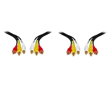 2 Pack, Stereo VCR RCA Cable, 2 RCA (Audio) + RCA RG59 Video, Gold Plated Connectors, 3 Feet, CNE500305