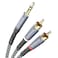 BlueRigger 3.5mm to RCA Audio Cable (25FT, RCA Male to Aux Audio, Braided, 1/8 to RCA Y Splitter, Headphone Jack Adapter, Metal Shell) - for Phones, Amplifiers, Tablets, Home Theater, Speakers, HDTV