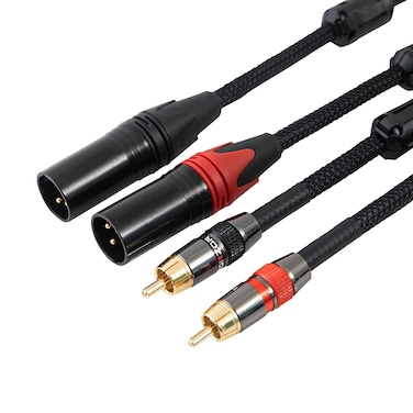 JORZOR, 1 Pair XLR to RCA Stereo Interconnect Cable, Heavy Duty Dual XLR Male to Dual RCAPhono Audio HiFi Cord, 2 XLR to 2 RCA Interconnect Lead Patch Wire Adapter(6.6FT)