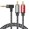 AUX RCA Cable 10 FT, 3.5mm to 2-Male RCA Audio Auxiliary Adapter Stereo Splitter Cable Dual Shielded Gold-Plated Nylon-Braided Breakout Cord for Smartphone, Speakers, Tablet, HDTV, MP3 Player (10FT)