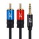 SHD 3.5mm Aux to 2RCA Y Splitter Stereo Audio Cable Male Type OFC Conductor High Flexible PVC Jacket Dual Shielding Gold Plated High End Metal Shell-Black 3Feet/1m