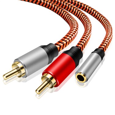 3.5mm to 2RCA Cable 40ft,LiuTian 3.5mm Female to 2 RCA Male Stereo Audio Y Cable Adapter Gold Plated Compatible for Smartphones, MP3, Tablets, Home Theater.