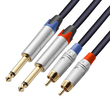 tisino RCA to 1/4 Cable, Dual RCA to Dual 1/4 inch TS Stereo Audio Interconnect Cable Patch Cords - 6.6 feet