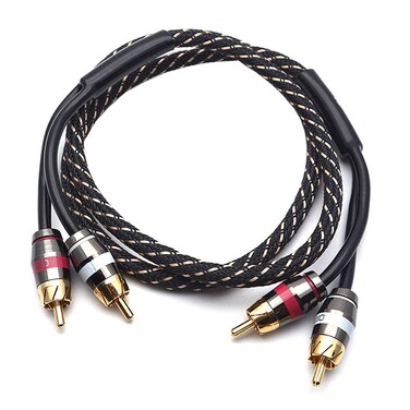 Sydein 3FT/1M RCA Cables, 1 Pack 2-Male to 2-Male RCA Audio Cable Stereo Subwoofer Cable Nylon Braided, Double Shielded 2RCA to 2RCA Audio Cord for Home Theater, Amplifiers, Hi-Fi Systems