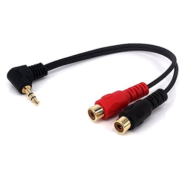 Yeworth 0.6FT 20cm 90 Degree Right-Angled 3.5mm (Mini) 1/8" TRS Stereo Male to Dual Female RCA Jack Adapter Cable