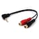 Yeworth 0.6FT 20cm 90 Degree Right-Angled 3.5mm (Mini) 1/8" TRS Stereo Male to Dual Female RCA Jack Adapter Cable