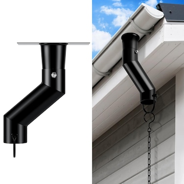 Tfro &amp; Cile Rain Chain Gutter Adapter Black Installation Suit for Gutter Downspout Outlet