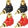 Warmstor RCA Male to RCA Female Connectors Right Angle 4-Pack, RCA M/F Adapters 90 Degree Elbow Gold-Plated (2 Black + 2 Red)