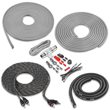 Belva True 4 Gauge AWG Premium CCA Complete Amplifier Wiring Kit with OFC 2-Channel RCA Cable - BAK42BK Gray