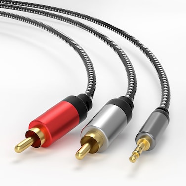 Mshyet 3.3FT RCA to 3.5mm Audio Cable, 3.5mm 1/8 to 2-Male Audio Auxiliary Cable Headphone Jack Adapter, RCA Y Splitter Cable for Smartphones, MP3, Tablets, Speakers, Home Theater, HDTV