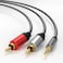 Mshyet 3.3FT RCA to 3.5mm Audio Cable, 3.5mm 1/8 to 2-Male Audio Auxiliary Cable Headphone Jack Adapter, RCA Y Splitter Cable for Smartphones, MP3, Tablets, Speakers, Home Theater, HDTV
