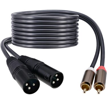 Yeworth 5ft/1.5m RCA to XLR Speaker Patch Cable, Dual RCA Male to 2 XLR Male Stereo Plug Adapter Cord Gold Plated
