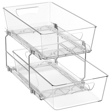 Simple Houseware 2 Tier Basket Drawer Cabinet Pull-Out Organizer, Clear