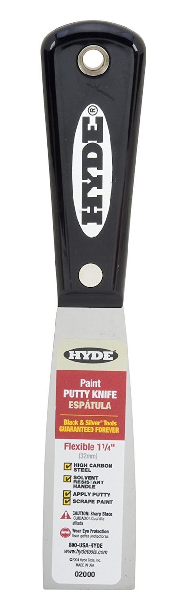 Hyde Tools 02000 1-1/4 in. Flexible Putty Knife, Black and Silver - 4 Pack