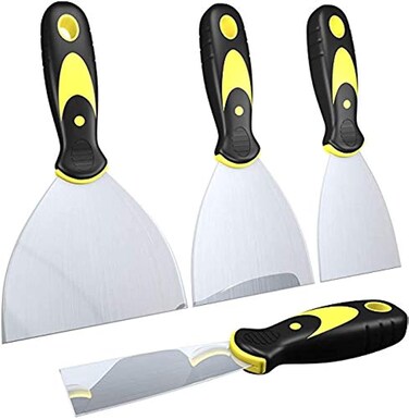 DEKEones Putty Knife Scrapers, Spackle Knife, Metal Scraper Tool for Drywall Finishing, Plaster Scraping, Decals, and Wallpaper (4 Pack, 5&acirc;&euro;, 4&acirc;&euro;, 3&acirc;&euro;, 1.5&acirc;&euro; Wide)