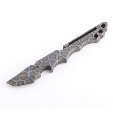 Titanium Crowbar Corkscrew Outdoor Survival EDC Multi-function Tool Crowbar with Pocket Clip by Fanycs(burnt titanium blue)