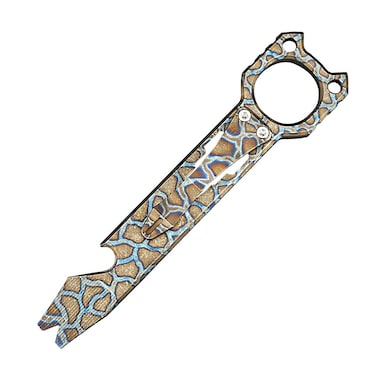 Twosun Titanium Pry Bar EDC Pry Tool Bottle Opener Outdoor Multifunctional Prybar With Pocket Clip (Flame Ti)