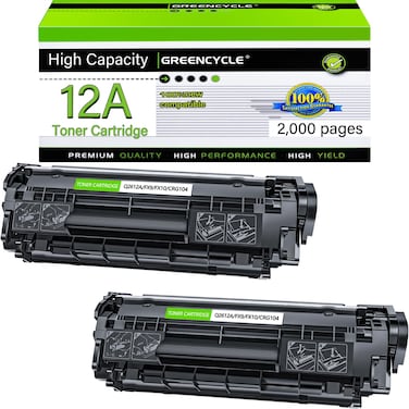 greencycle Q2612A Toner Cartridge Replacement Compatible for HP 12A Black Toner Cartridge Laserjet 1020 1010 1012 1018 1022 1022N 3015 3030 3052 3055 M1005 M1319F Printer Ink Cartridge (2PCS)