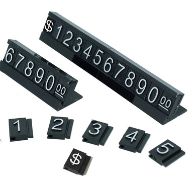 SunnyZoo Price Tag Adjustable Counter Stand Label Metal Sale Price Display Stand 16 Sets (Black)