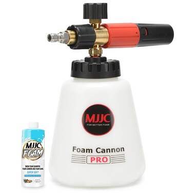MJJC Foam Cannon Pro V2.0 (Thicker Snow Foam Technology) with 1/4 Inch Quick Connector for Pressure Washer, 40 oz Bottle (Pro V2.0 (1/4" Quick Connector) + SOAP Sample)