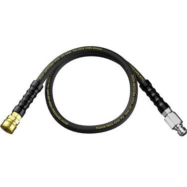 POHIR Pressure Washer Whip Hose 5 FT, Hose Reel Connector Hose for Pressure Washing, Short Power Washer Hose with 3/8'' Quick Connect Adapter Set, High Tensile Wire Braid Pressure Hose 4200 PSI