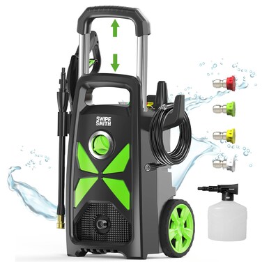 Electric Pressure Washer, SWIPESMITH 2800 Max PSI 2.4 GPM Power Washer with Telescopic Handle, Car Wash Machine with 4 Quick Connect Nozzles, Foam Cannon, for Cars, Patios, and Floor Cleaning