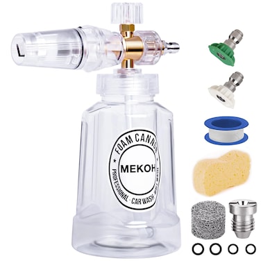 MEKOH 1 Liter Adjustable Foam Cannon Snow Foam Lance with 1/4" Quick Connector 5 Pressure Washer Nozzles for Car Detailing Cleaning