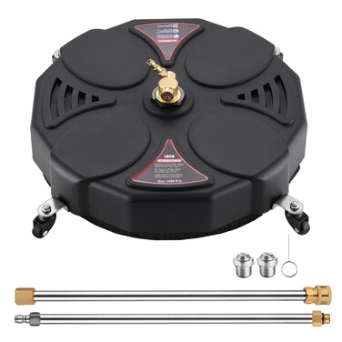 17" Pressure Washer Surface Cleaner - 3600 PSI Power Washer Driveway Attachment with 1/4" Quick-Connect, 2 Extension Wand for Cleaning Driveway, Sidewalk, Garden, Patio Surface Cleaner