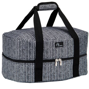 Slow Cooker Bag for Carrying Oval and Round-Shaped Crockpots, Multi Cookers, Rice &amp; Pressure Cookers up to 6 Quarts to Transport Hot Food with Ease and in Style (Herringbone)