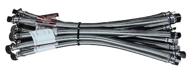 EZ-Fluid (10) 12" x 3/8" Comp x 1/2" FIP Faucet Hose,LF,Brass Nuts,Universal Stainless Steel Braided Faucet Water Supply Line Connector,Water Supply Hose Connector Lines For Kitchen,Bathroom
