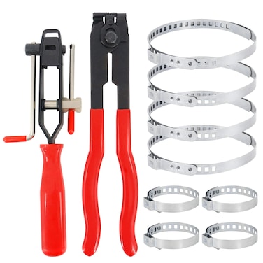 RealPlus CV Joint Boot Clamp Pliers, Car Banding Tools Kit Set Ear Boot Tie Pliers, Automotive Hose Axle Plier with 8pcs CV Boot Clamps
