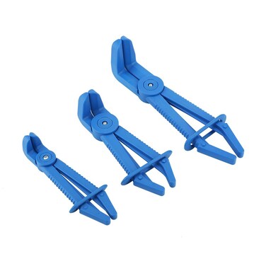 Flexible Line Clamp Pliers, 3Pcs Plastic Hose Clamp Tool Set Brake Fuel Water Line Clamps Plier Kit(Blue)