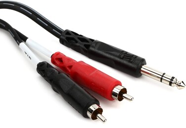 Hosa TRS-204 Insert Cable - 1/4-inch TRS Male to Dual RCA Male L/R - 12 foot