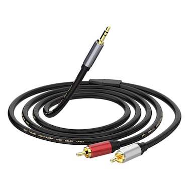 sovunis 3.5mm to RCA Cable 3.3FT, Nylon Braided 3.5mm to 2-Male RCA Auxiliary Stereo Audio Y Splitter Gold-Plated for Smartphones, MP3, Tablets, Speakers, Home Theater, HDTV (3.3FT/1M)