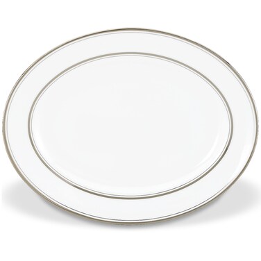 Kate Spade New York Library Lane Platinum 13" Oval Platter, 3.45 LB, White