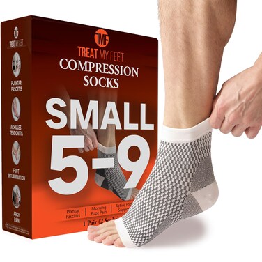 Treat My Feet Plantar Fasciitis Socks Foot Sleeve &amp; Compression Socks: Plantar Fasciitis Relief - Ankle &amp; Arch Support &amp; Women - Fit Guaranteed S