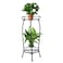 Plant Stand Indoor Outdoor 2 Tier 27" Tall Metal Potted Holder Rack Flower Pot Stand Heavy Duty Plant Shelf Rustproof Iron Multiple Plant Round Supports Rack for Planter Corner Garden Balcony Patio