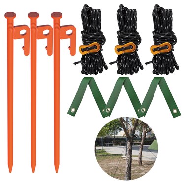 Tree Stake Kit &acirc;&euro;&ldquo; Heavy Duty Tree Stakes and Supports for Leaning Trees &acirc;&euro;&ldquo; Metal Stake for Straightening Kit with 3 Set Tree Stakes, for Staking and 13.12 Feet Tree Rope