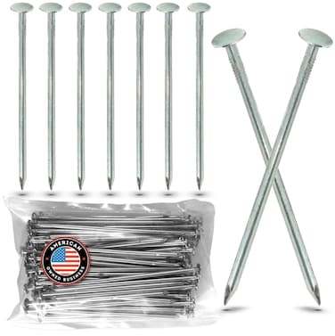 USA Made (150 Pack) Synthetic Grass Landscape, 5.5" Turf Nails/Stakes, 5 lbs Galvanized Boxed Spikes for Securing Artificial Turf &amp; No Dig Edging Products Approximately 150 Nails