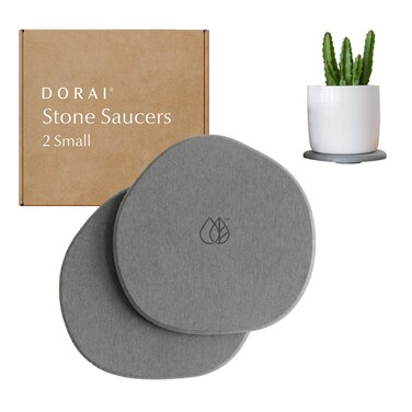 Dorai Stone Plant Pot Saucer - 2 Small Plant Saucers for Indoor Plants Water Catcher Tray Diatomaceous Earth Tray for Plants Saucers or Potted Plants