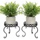OwnMy Set of 2 Metal Round Plant Stand Rustproof Iron Flower Pot Holder, Modern Plant Display Potted Rack, Indoor Outdoor Plant Stand Heavy Duty Plant Holder for Home, Garden, Plant Lovers (Black)