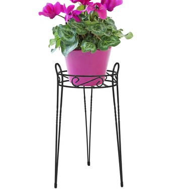CobraCo Canterbury 21-Inch Black Scroll Top Plant Stand SCBPS1021-B