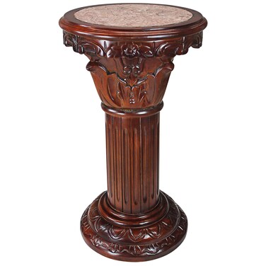 Design Toscano Imperia Pedestal Column Plant Stand, Medium, Cherry